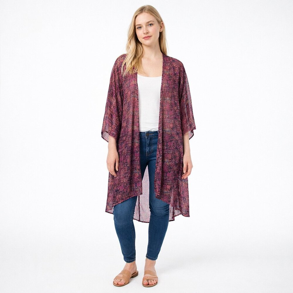 2/$30 LuLaRoe Monroe Open Kimono Cover-up Duster Tribal Print Large #A1634